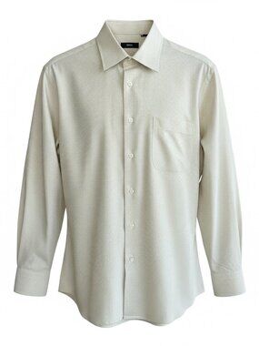 Hugo Boss Men's Vintage Dress Shirt Yellow Gold White Spread Collar 16.5/32-33